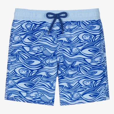 Vilebrequin Teen Boys Blue Flocked Fish Swim Shorts