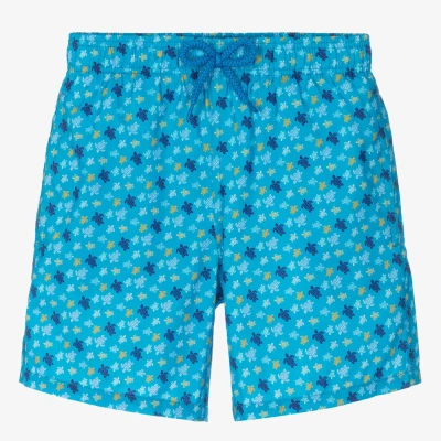 Vilebrequin Teen Boys Blue Micro Turtle Swim Shorts