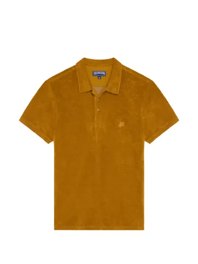 Vilebrequin Men Terry Polo Shirt Solid In Brown