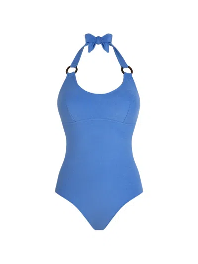 Vilebrequin Terry-effect Halterneck Swimsuit In Blue