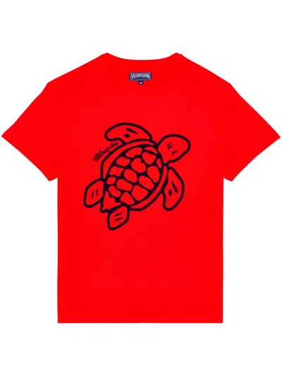 Vilebrequin Flocked-turtle T-shirt In Red