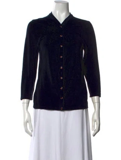 Pre-owned Vilebrequin Three-quarter Sleeve Button-up Top In Black