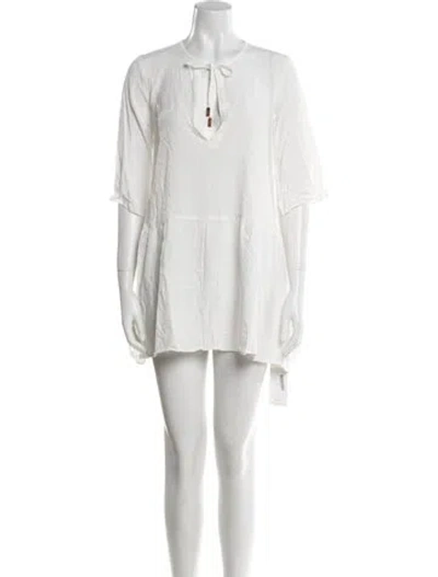 Pre-owned Vilebrequin Tie Neck Mini Dress In White