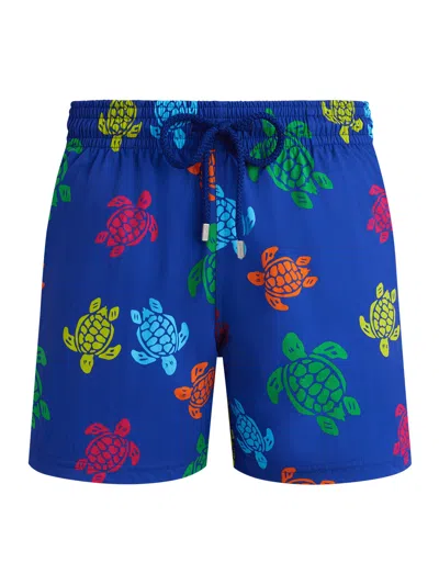 Vilebrequin Tortues Multicolor Elasticized Men`s Swim Shorts In Blue