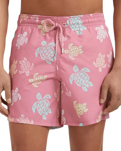 Vilebrequin Tortues Multicolores Printed 5.5 Swim Shorts In Pink