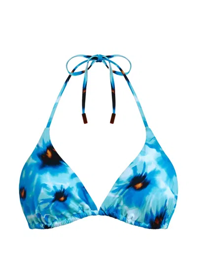 Vilebrequin Triangle Floral Bikini Top In Blue