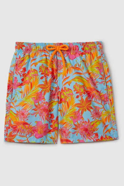 Vilebrequin Moorea Printed Swim Trunks In Santorini