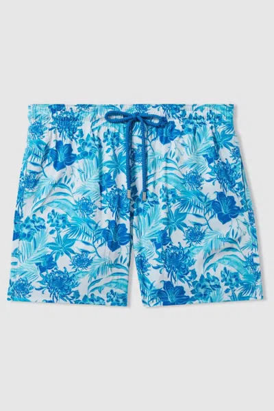 Vilebrequin Tropical Print Swim Shorts In Blanc Blue