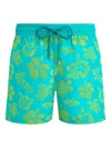 Vilebrequin Ultra-light And Packable Flocked Swim Shorts Tropical Turtle
