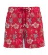 Vilebrequin Tropical Turtles Embroidered Mistral Swim Shorts In Red