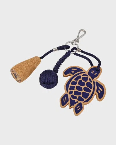 Vilebrequin Turtle Cork Keyring In Blue