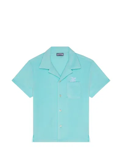 Vilebrequin Kids' Turtle-embroidered Bowling Shirt In Blue