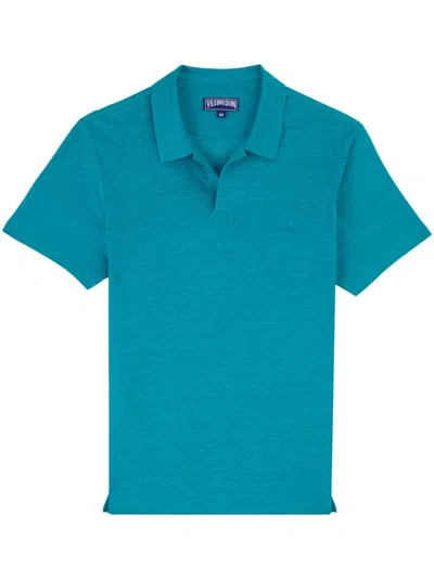 Vilebrequin Turtle-embroidered Linen Polo Shirt In Grün