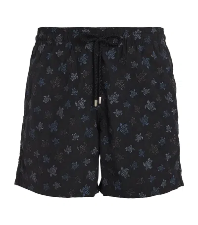 Vilebrequin Turtle Embroidered Mistral Swim Shorts In Black