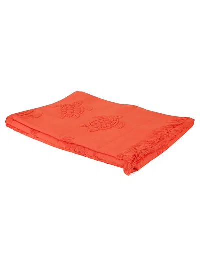 Vilebrequin Turtle Embroidered Towel In Poppy