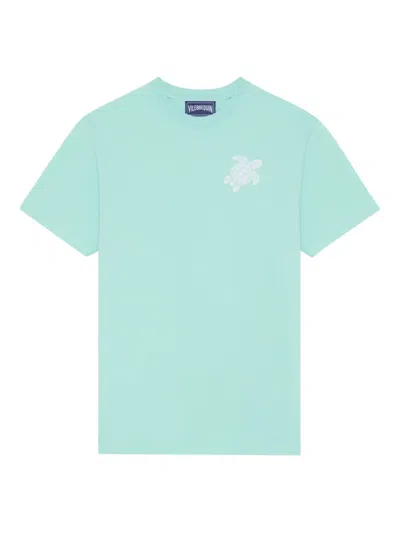 Vilebrequin Turtle-embroidery Crew-neck T-shirt In Blue