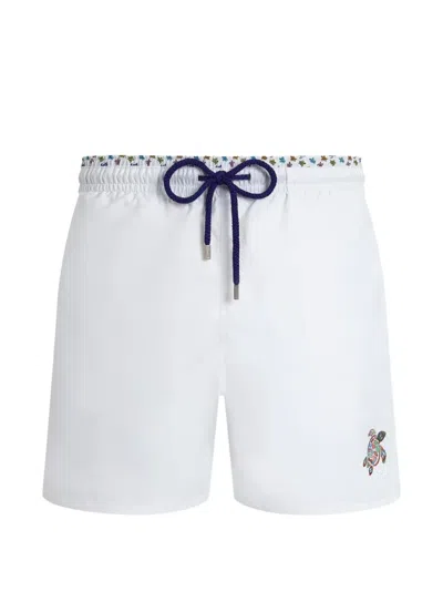 Vilebrequin Men Swim Shorts Bicolor Micro Ronde Des Tortues In White