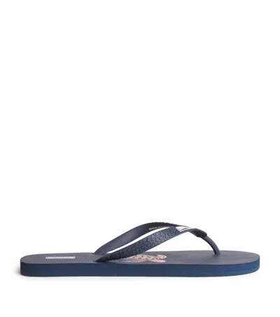 Vilebrequin Graphic-print Logo-patch Flip-flops In Blau