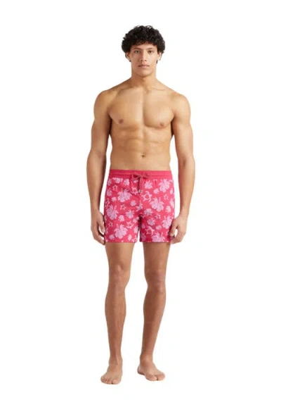 Vilebrequin Turtle Heart Flocked Swim Shorts In Groseille