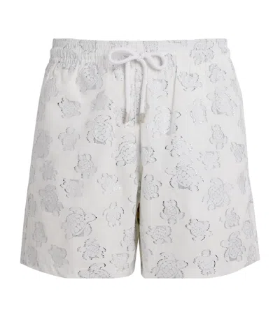 Vilebrequin Turtle Jacquard Moopea Swim Shorts In White