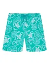 Vilebrequin Kids' Oursins Bicolor Swim Shorts In Green