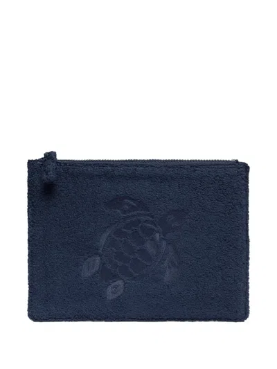 Vilebrequin Turtle-motif Terrycloth Clutch Bag In Blue