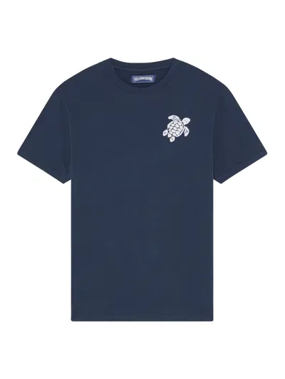 Vilebrequin Turtle Organic Cotton Embroidered T-shirt In Blue