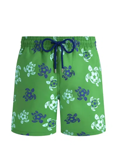 Vilebrequin Turtle Print Beach Shorts In Green