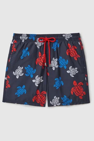 Vilebrequin Moorea Printed Swim Trunks In Navy Blue Marine