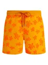 Vilebrequin Turtle-print Drawstring Swim Shorts In Orange