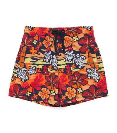 Vilebrequin Kids' Turtle Print Swim Shorts In Multi