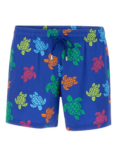 Vilebrequin Tortues Multicolor Elasticized Men`s Swim Shorts In Blue