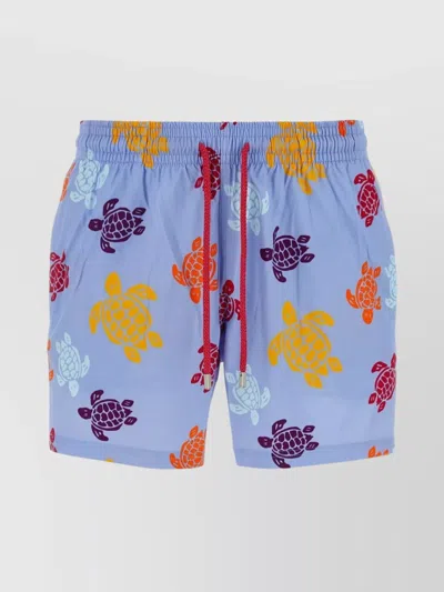 Vilebrequin Turtle Print Swim Shorts In Fleur De Lin Blue