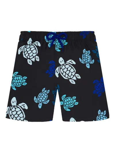 Vilebrequin Kids' Turtle-print Swim Shorts In Noir