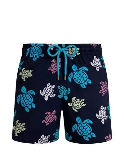 Vilebrequin Drawstring Turtle-print Swim Shorts In Blue