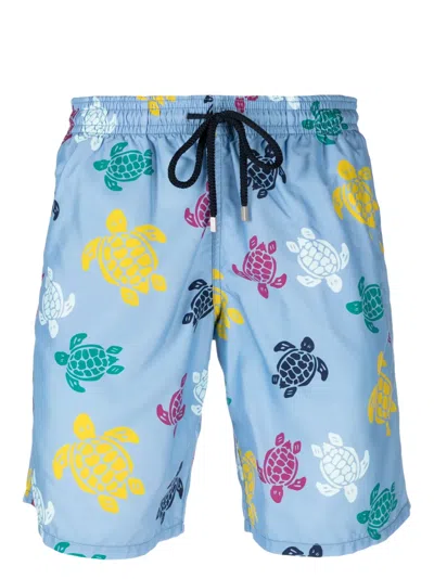 Vilebrequin Mens Divin Turtle-print Recycled-polyamide Swim Shorts In Blue