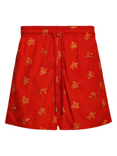 Vilebrequin Turtle-print Swim Shorts In Rot