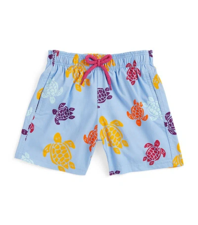 Vilebrequin Kids' Badehose Turtle-print Swim Shorts In Fleur De Lin Blue