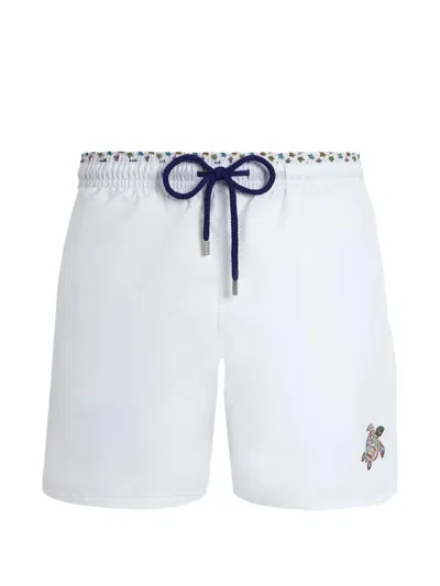 Vilebrequin Men Swim Shorts Bicolor Micro Ronde Des Tortues In White