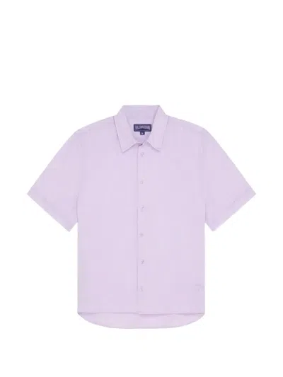 Vilebrequin Turtle-embroidered Short-sleeve Shirt In Purple