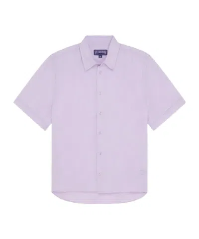 Vilebrequin Turtle-embroidered Short-sleeve Shirt In Purple