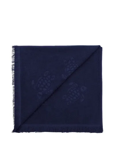 Vilebrequin Turtle-jacquard Fringed Beach Towel In Blue