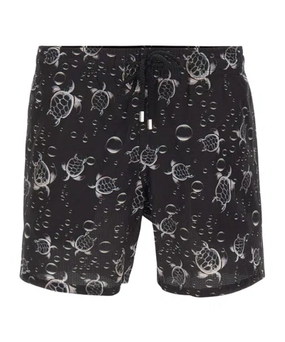 Vilebrequin Men Micro-perforated Ultra-light And Packable Swim Shorts Bubble Turtles 3d In Black