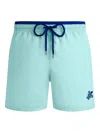 Vilebrequin Moka Beach Shorts With Contrasting Color In Blue Note