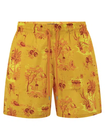 Vilebrequin Ultralight And Foldable Beach Shorts In Yellow