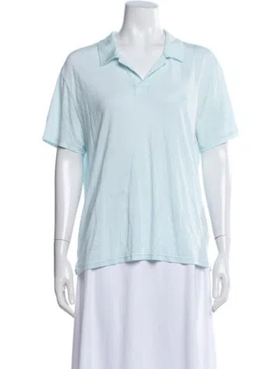 Pre-owned Vilebrequin V-neck Short Sleeve Polo In Blue