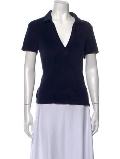 Pre-owned Vilebrequin V-neck Short Sleeve Polo In Blue