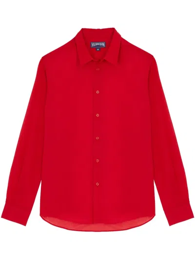 Vilebrequin Voile Lightweight Shirt In Red