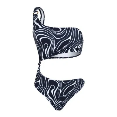 Vilebrequin Women Asymmetric One-piece Swimsuit Orcas In Blue