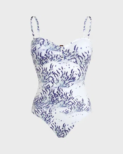Vilebrequin Women Bandeau One-piece Swimsuit Lavender In White